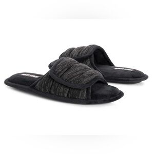 MUK LUKS - Men's Maverick Slide Slippers, Ebony/Charcoal - size S (8-9) - new